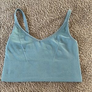 Vuori Blue Green Fitted Crop Tank Top